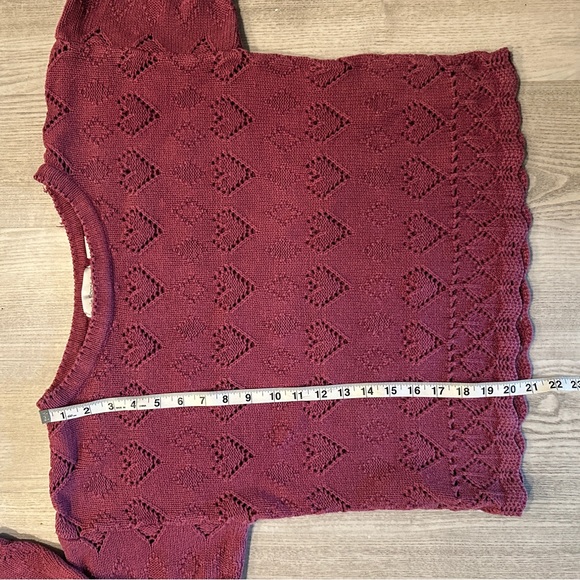 Vintage Pink Paris Sport Club Cotton Ramie Hearts Sweater - Picture 12 of 13